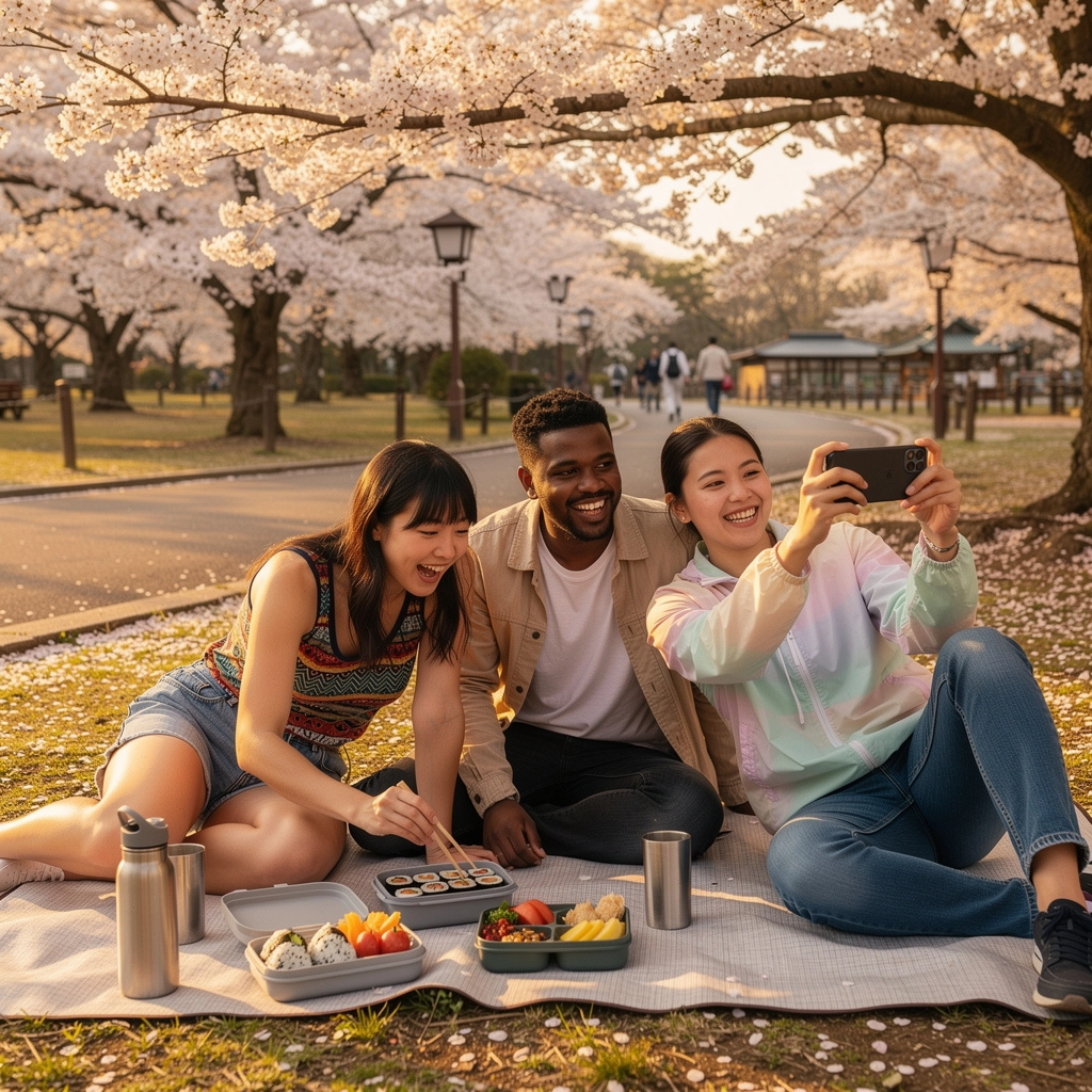 登山道を歩くハイカーのグループ